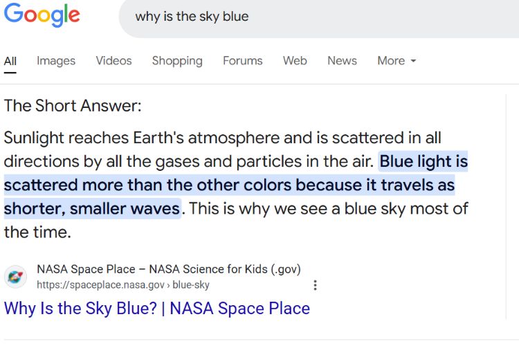 types of featured snippets paragraph snippet